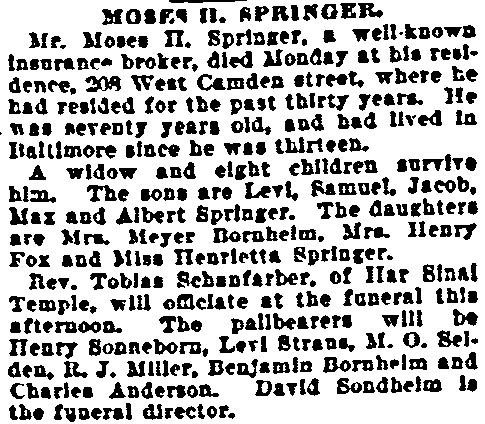 Obituary, Baltimore Sun, 22 Sep 1897