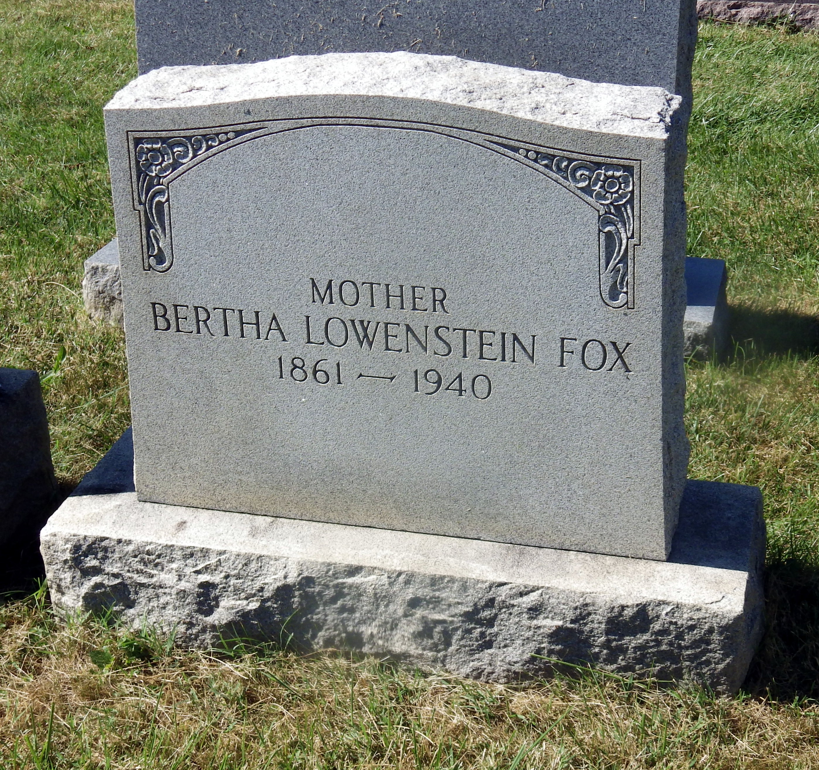 Bertha Lowenstein Fox Headstone
