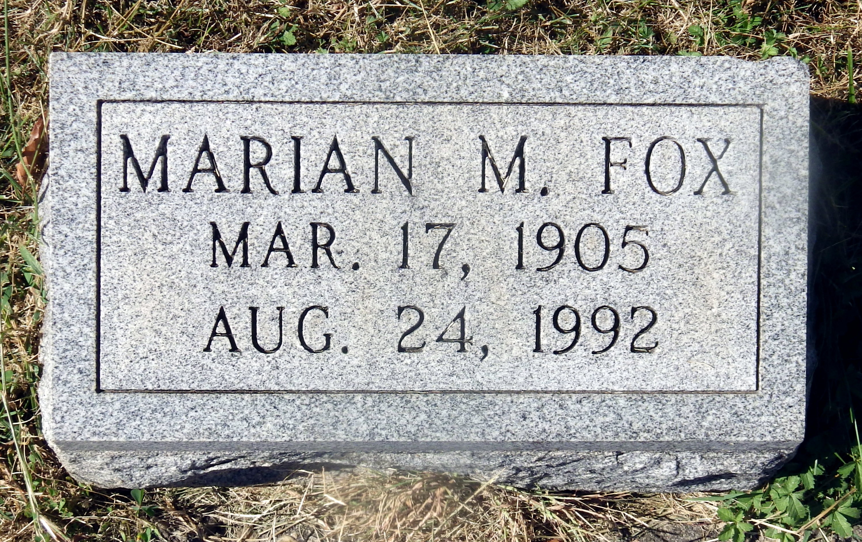 Marian Marmer Fox Headstone