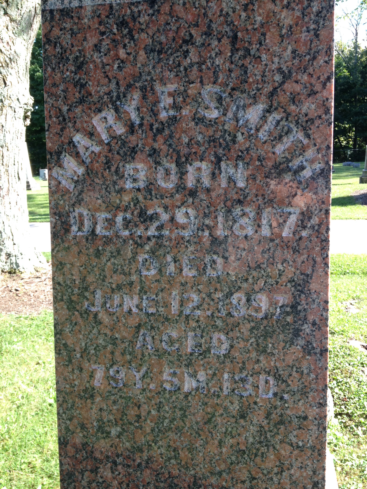 Mary E Smith Headstone, 1897