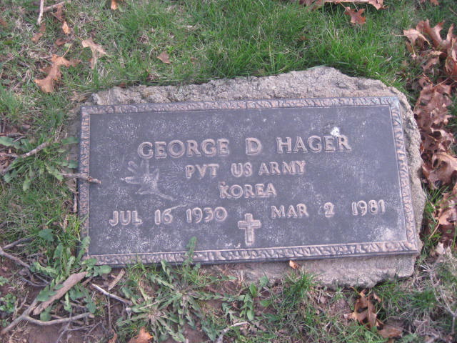 Headstone, George D. Hager