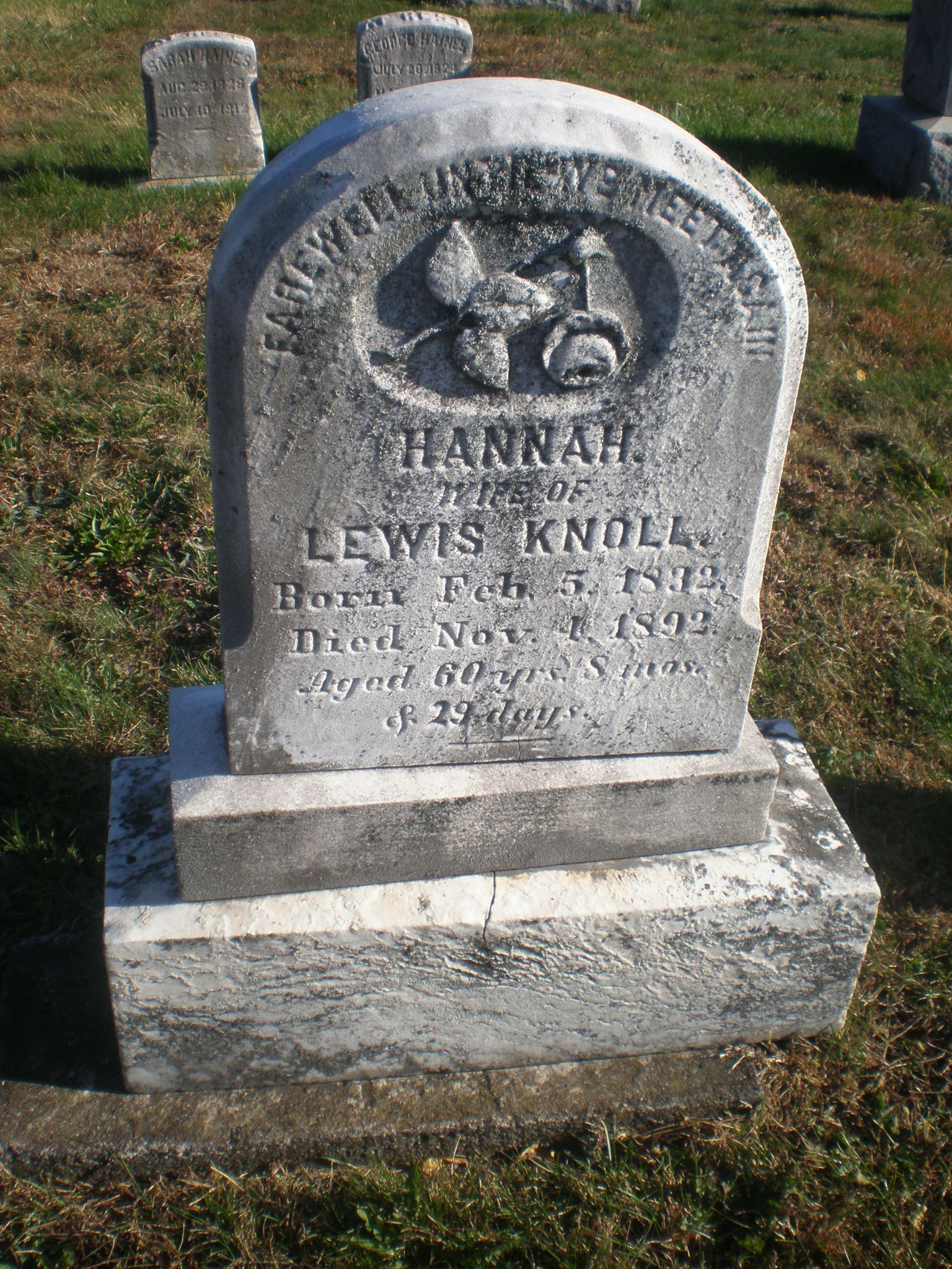 Headstone, Hannah Knoll