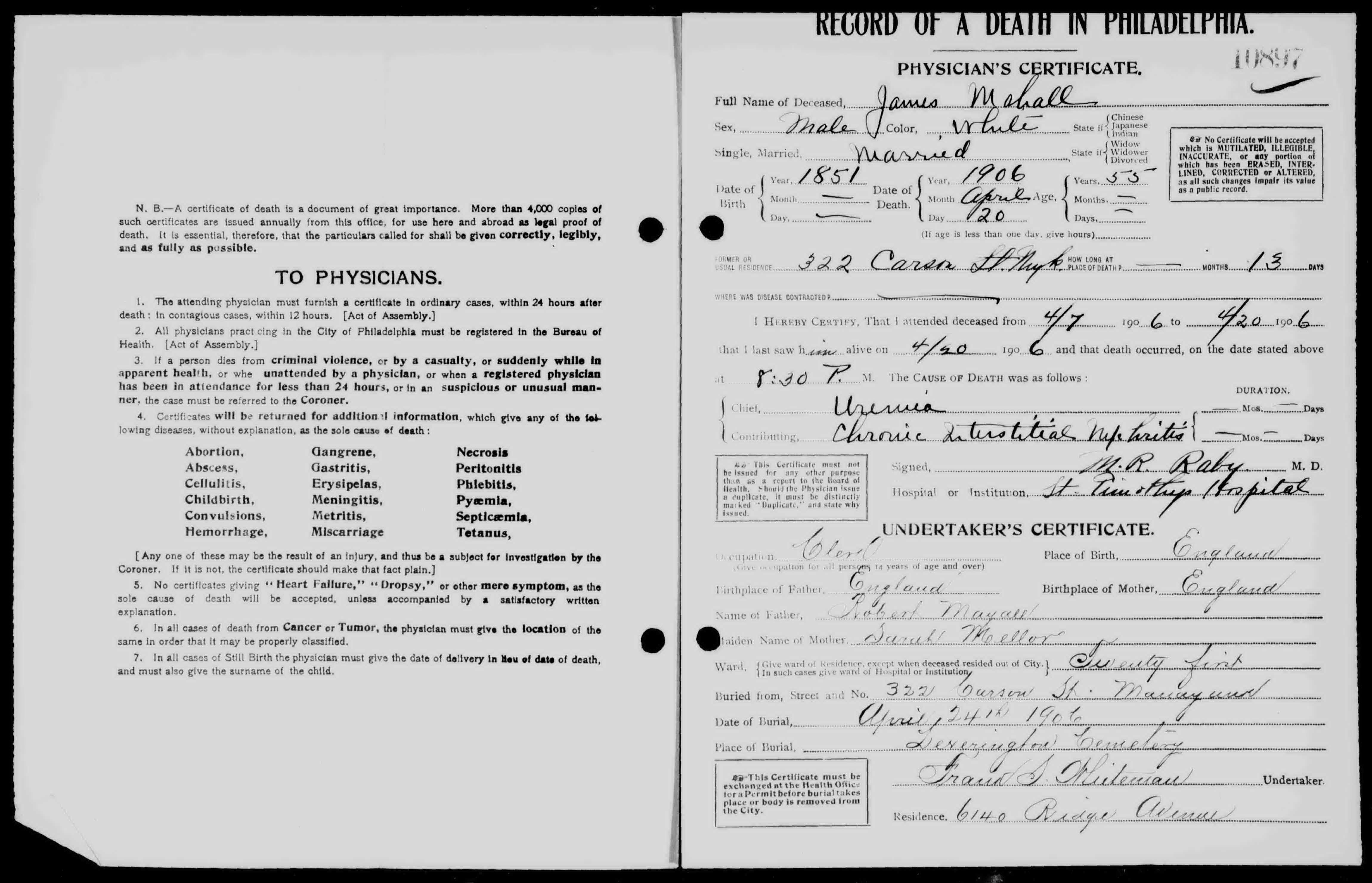 Death Certificate, 1906